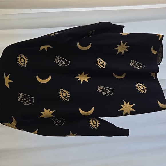 Long Open Witchy Woven Sweater Moon Stars Hand AU Large Modcloth Black Friday - Picture 4 of 6